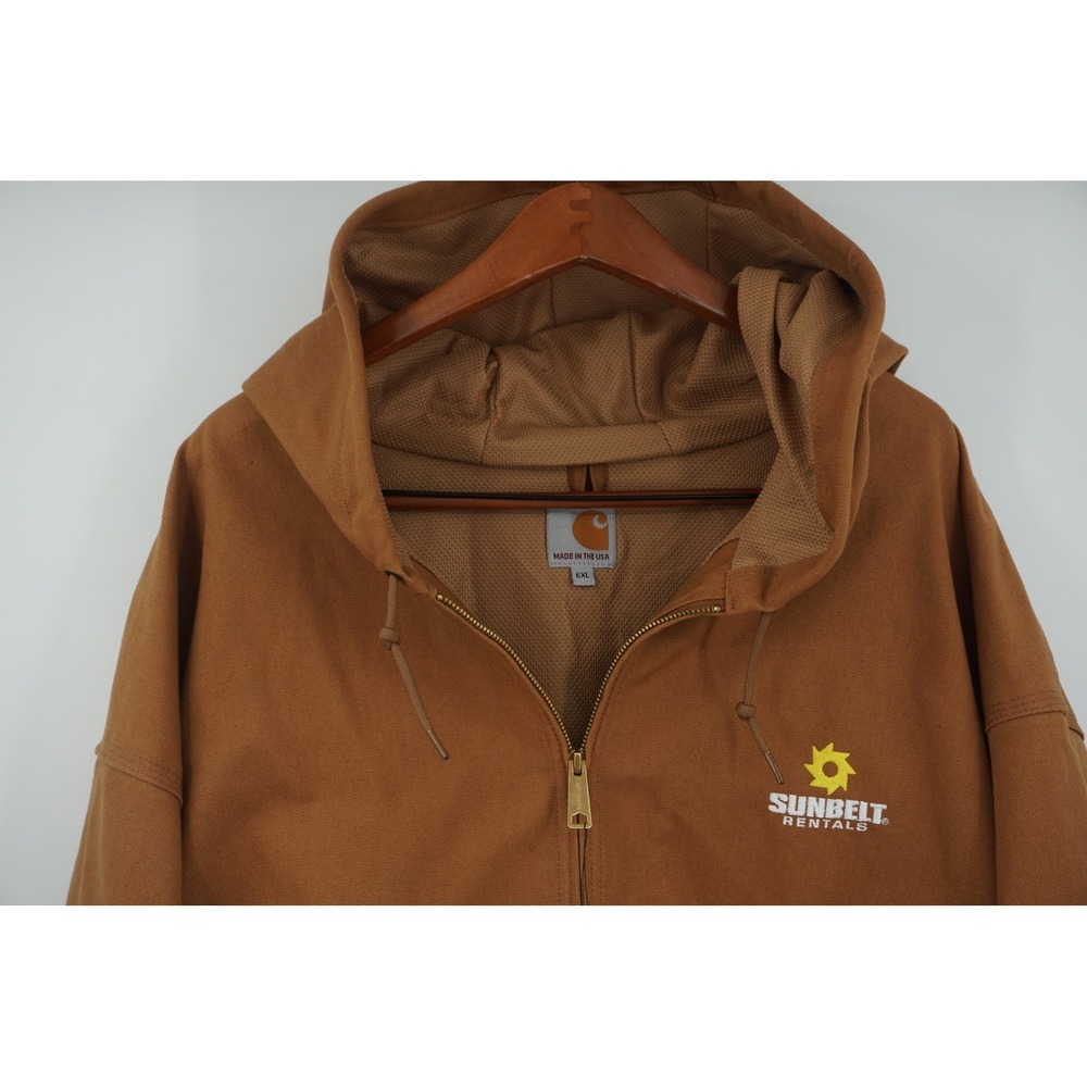 Carhartt Jacket Brown Hooded Canvas Duck Active Thermal Lined Men's 6XL Made USA